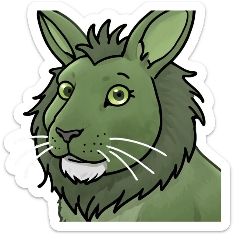 Black bunny on a dirt bike bunny has mane like a lion on his face  sticker