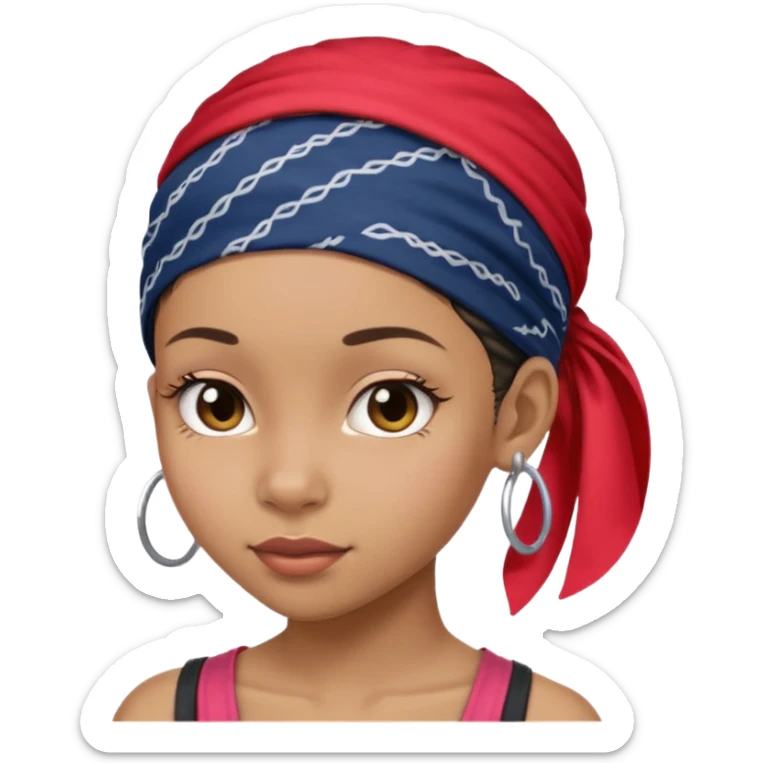 black girl with bandanna on head thats a bit skinny and short ponytail at back sticker