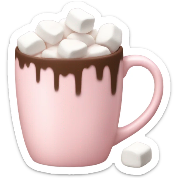 Light Pink mug of hot chocolate with marshmallows  sticker