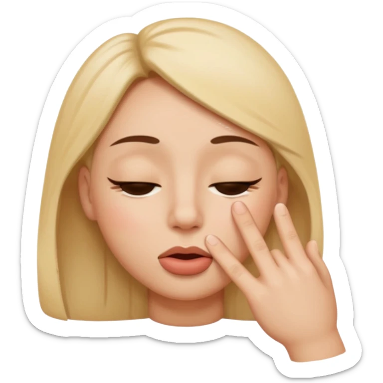 una cara con los ojos cerrados y con un dedo en la boca coqueta  sticker
