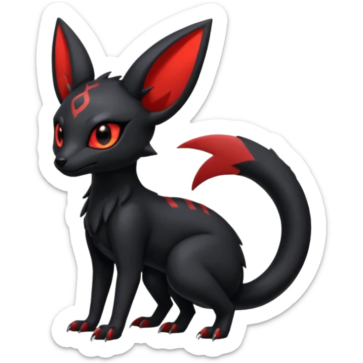 Shiny Dark Edgy Gothic Gloomy Futuristic Salandit-Umbreon-Litten-Hybrid (Full body) sticker