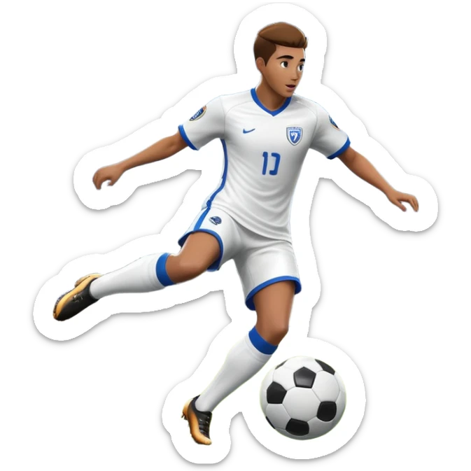 An icon representing sports gaming, inspired by EA Sports FC 25. The design features a dynamic soccer player kicking a ball, with a digital scoreboard in the background. Bright stadium lights illuminate the action, capturing the thrill of the game. Transparent background sticker