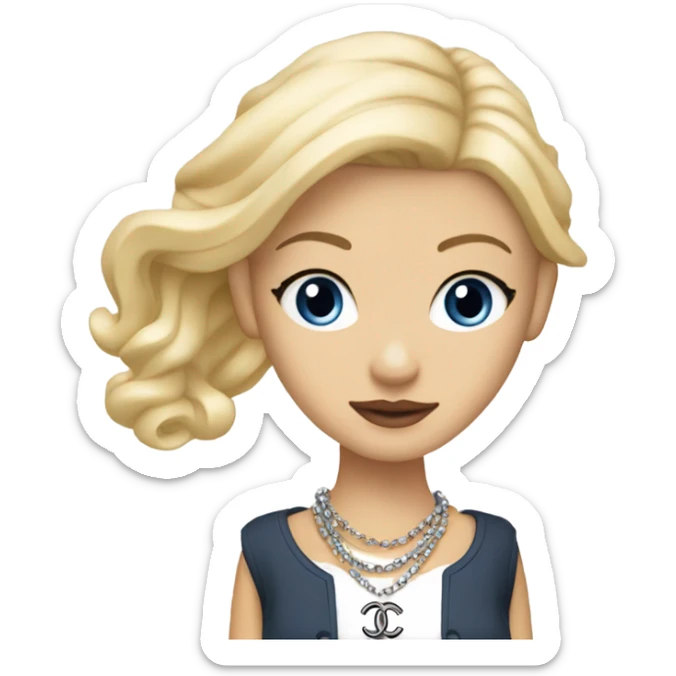 Blonde Chanel blue eyes Asian Girl with Birkin bag and Chanel necklace sticker