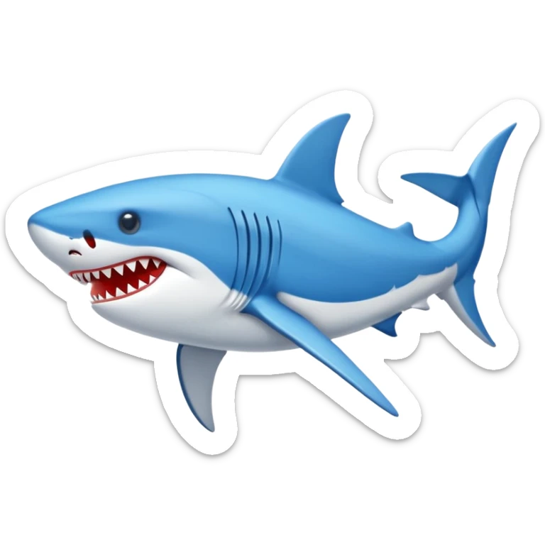 Un tiburón azul con zapatillas Nike rojas, mirando hacia la izquierda y un poco hacia abajo sticker