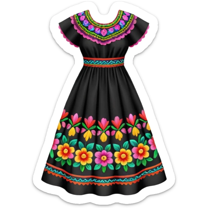 mexican patterned dress sticker