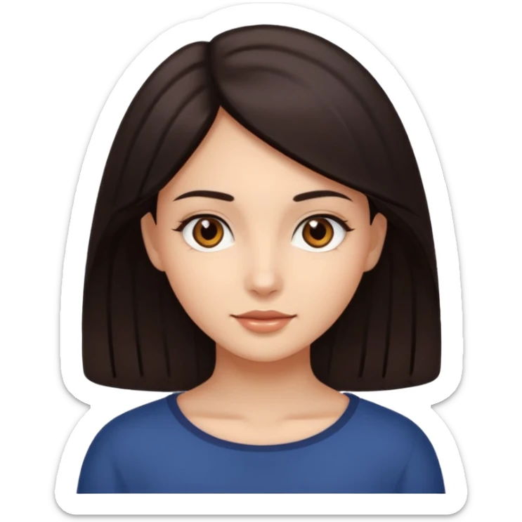 Make an emoji of a girl with smooth, radiant skin, dark hair and brown eyes sticker