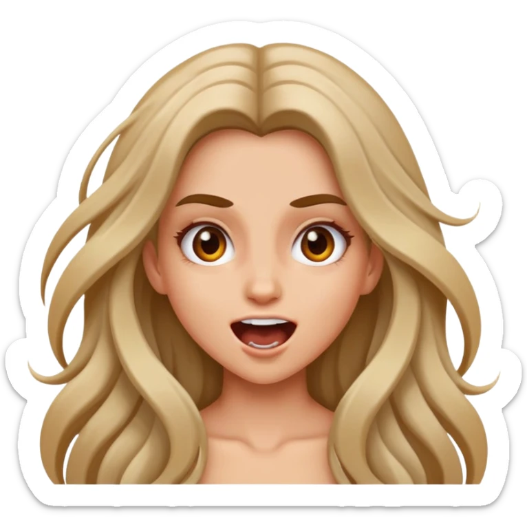 Clubbing girl crazy sultry excited, long hair sticker