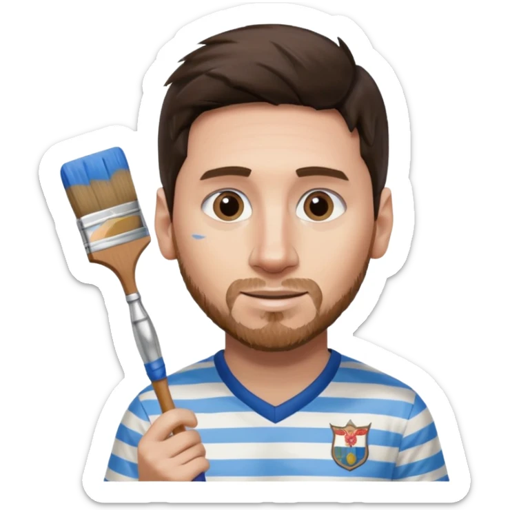 create an emoji of Lionel Messi in an Argentina shirt holding a paintbrush sticker