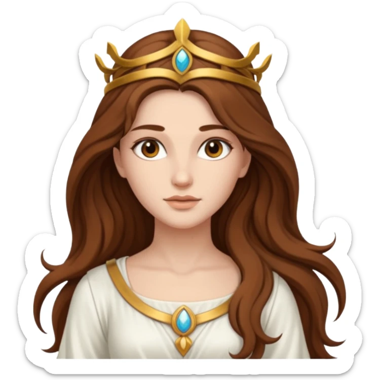 Libertas, Freedom Goddess from Rome Mythology with long brown hair, white outfit sticker