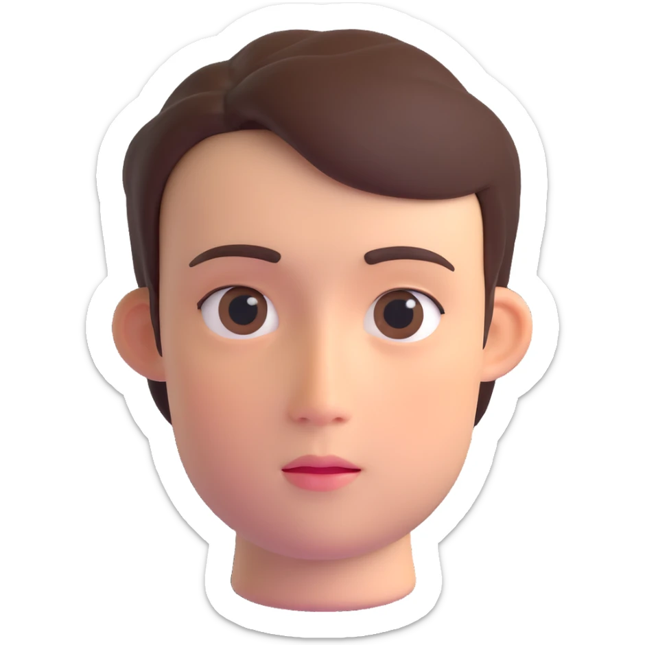 3D emoji of a person, neutral expression, realistic details, inspired by reference photo sticker