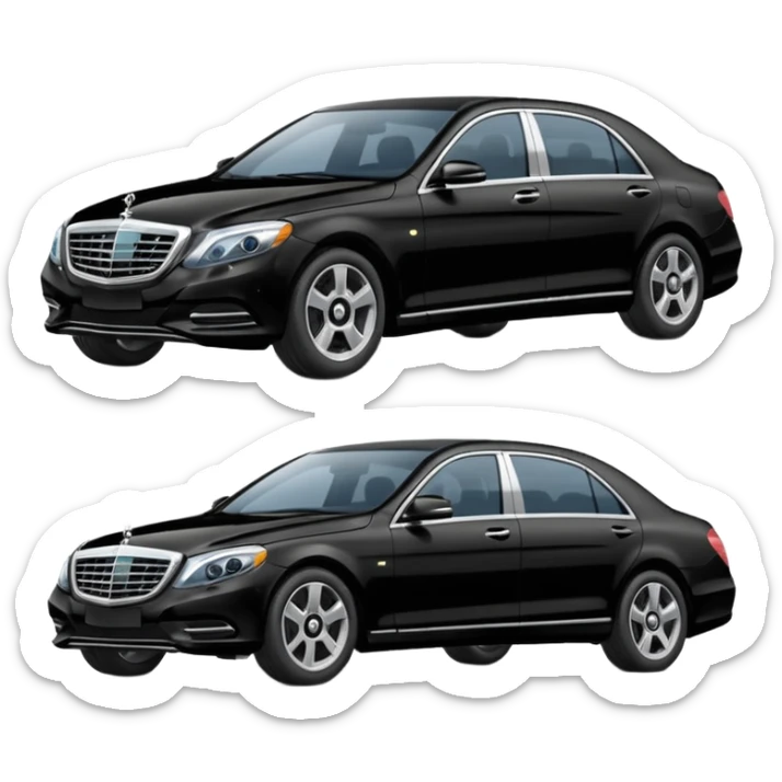 Crée-moi une voiture noire, berline, très classe La voiture  en long 2025classe S. sticker