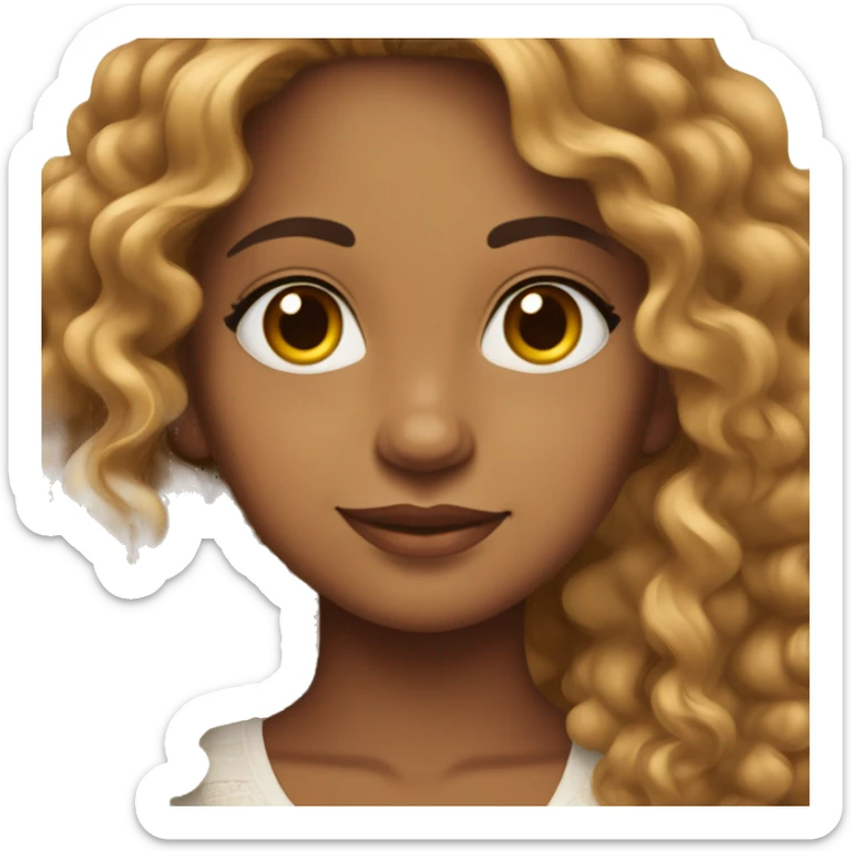 Indian girl medium wavy curly hair medium skin that is tanned with hoop earrings sticker