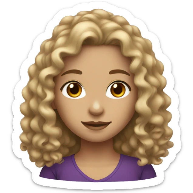Dark Blonde long curly hair girl with tan skin and dark brown eyes sticker
