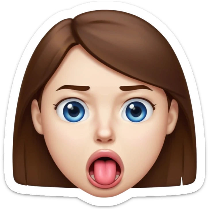 Quelqun de blan brun au yeux bleu qui tire la langue sur le coter de la bouche et regarde mal sticker