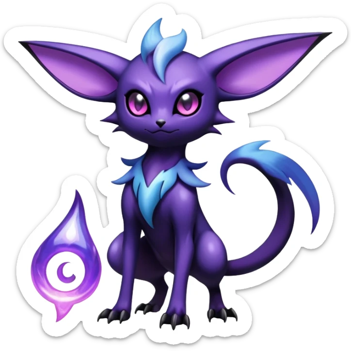 Shiny Exotic Badass Mysterious Gothic Noibat-Espeon-Absol-Pokémon-Fakémon-hybrid-creature (full body) sticker