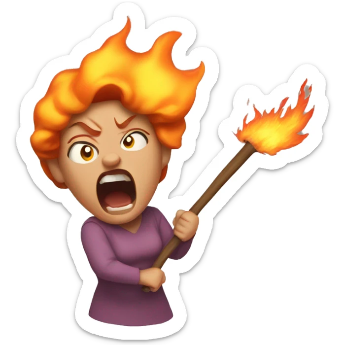 Unbelievably super really angry mother with fire coming off of her sticker
