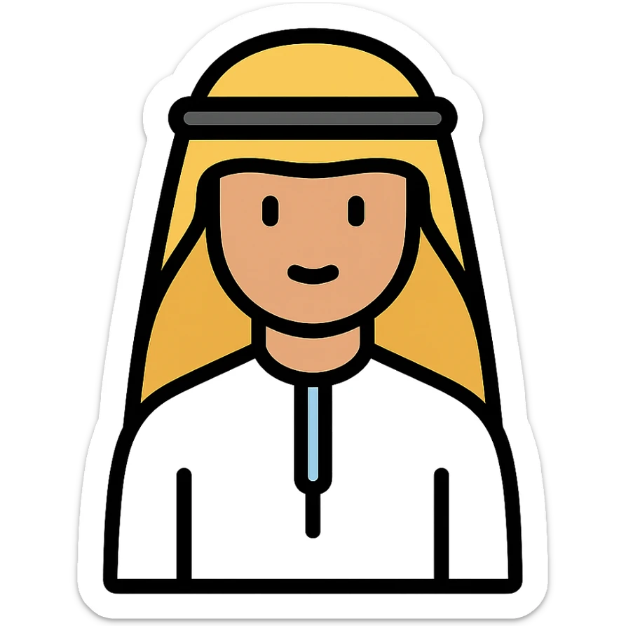 color outline icon of a Gulf Arab man in traditional dress sticker