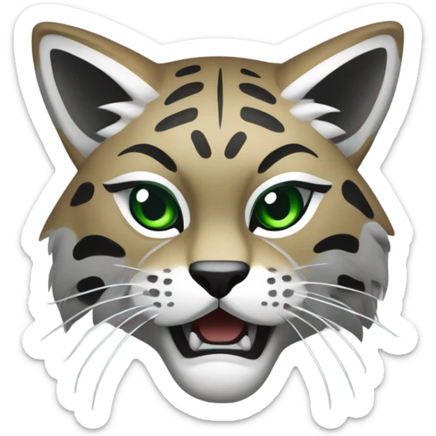 Logo of Ohio University featuring the word ‘OHIO’ in bold, green, uppercase letters, with a fierce-looking bobcat mascot illustration below the text. The bobcat is depicted with sharp teeth and intense eyes, symbolizing strength and determination. sticker