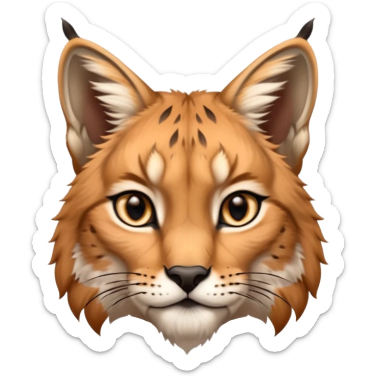 A high-resolution photo-realistic digital illustration of a young lynx, chest upward A high-resolution, photo-realistic digital illustration of a majestic young Eurasian lynx, shown from the shoulder upwards with lynx markings sticker