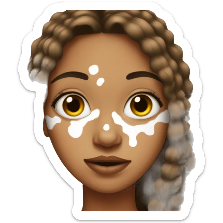 girl with a lot of vitiligo covering most of her face sticker