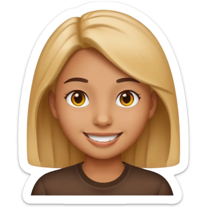 A girl tan skin face emoji with skin head styled. sticker