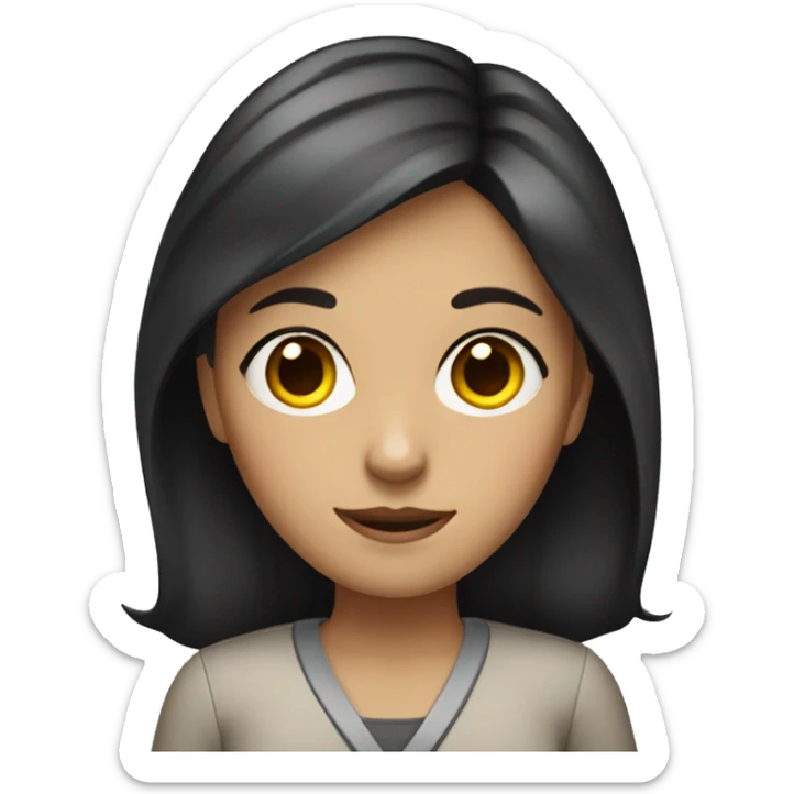 the girl shows appearance with dark eyes and dark hair works as a teacher sticker