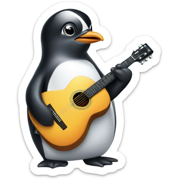 Penguin guitar  sticker