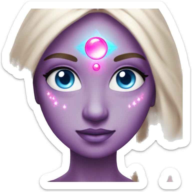 magical diva with pink andromedan skin long hair and blue eyes glowing third eye sticker