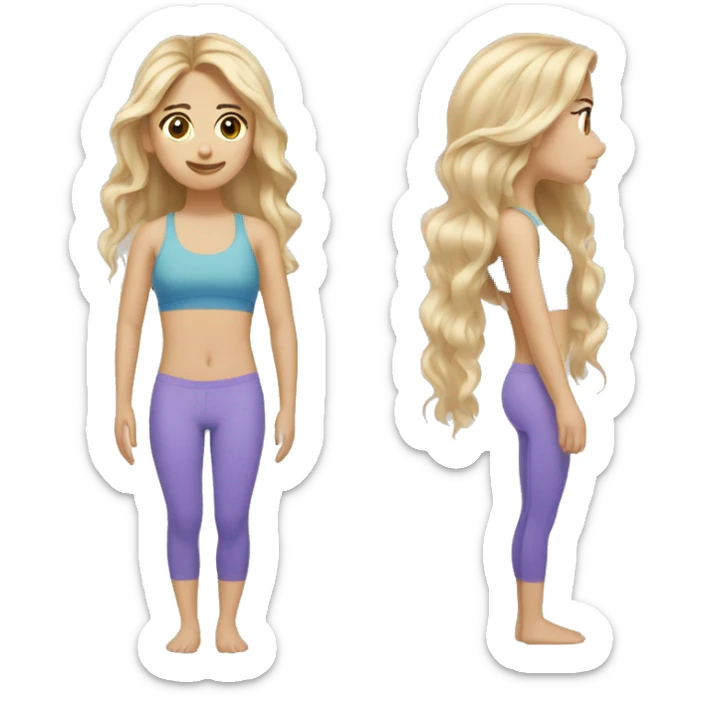 Medium length Blonde hair brown eyes skinny girl doing Pilates sticker