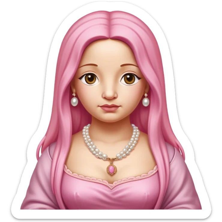   renaissance portrait of monalisa pig with pink spaghetti and spam slop background  sticker