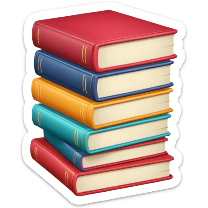 emoji of a stack of cookbooks with a smiling face on the top book sticker
