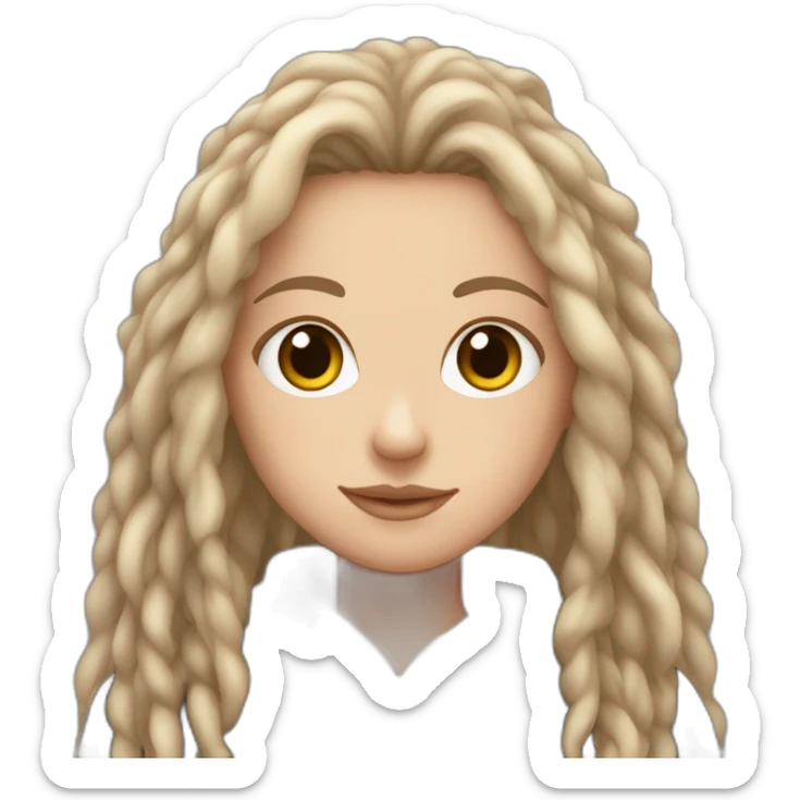 white girl with thick long big brown dreadlocks, brown eyes, and a black hoodie sticker