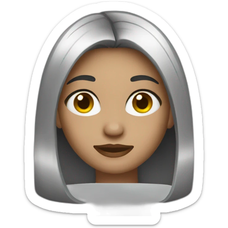 girl with straight hair with salt and pepper look  sticker