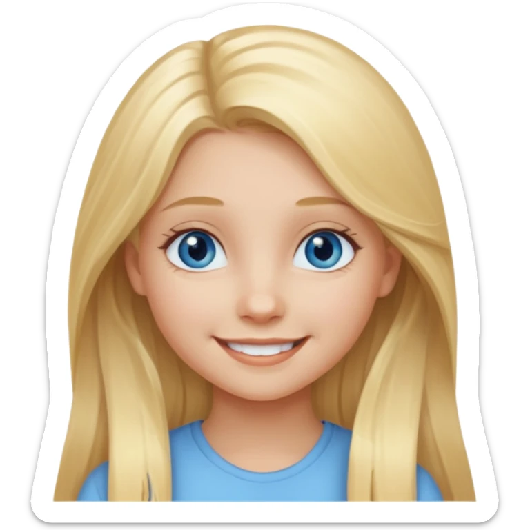 A young girl with long blonde hair and light blue eyes sticker