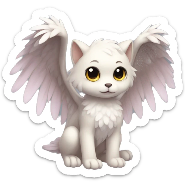 Anthro shy cute kawaii winged animal hybrid full body sticker