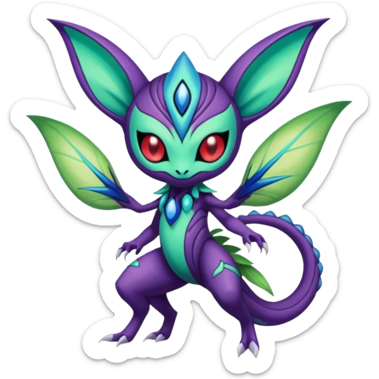 Colorful Exotic Meloetta-Sableye-Virizion-Venom-Stitch-Fakémon-creature-hybrid sticker