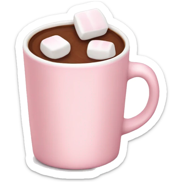 Light Pink mug of hot chocolate with marshmallows  sticker