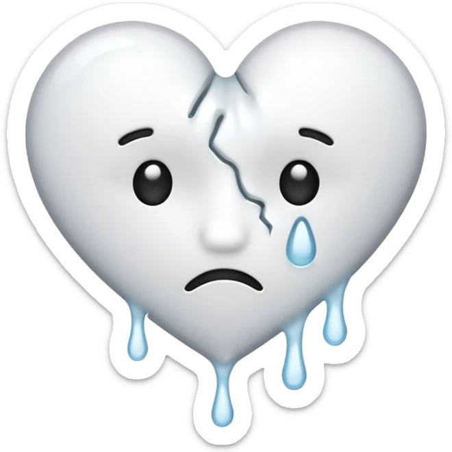 The heat broken emoji in white with sticky white liquid Ozzing out of it sticker