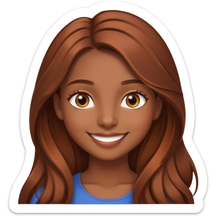 Chica morena de pelo largo cobrizo chocolate de ojos cafés claros y sonrisa linda  sticker