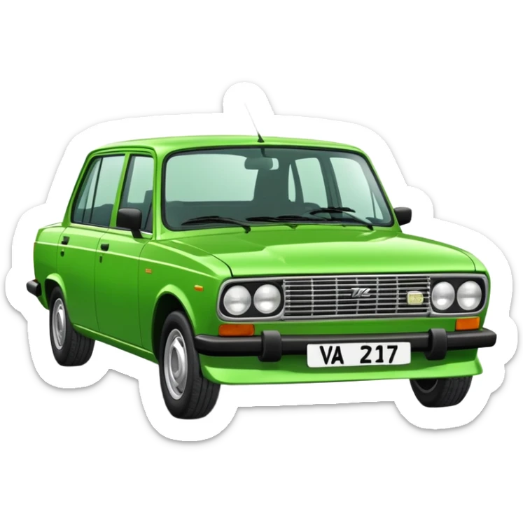 The VAZ 2107 car is green balota in color with registration number 118 sticker