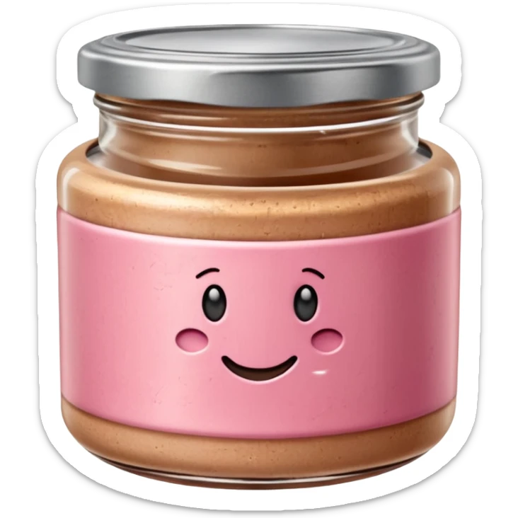 small glass jar of coarse beige-pink pâté with metal lid, visible texture, no label or extras, soft lighting, subtle shadows, transparent background, emoji scale sticker