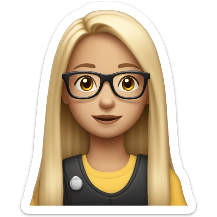 10 year old girl with light pink glasses and long blonde hair in black wheelchair  sticker