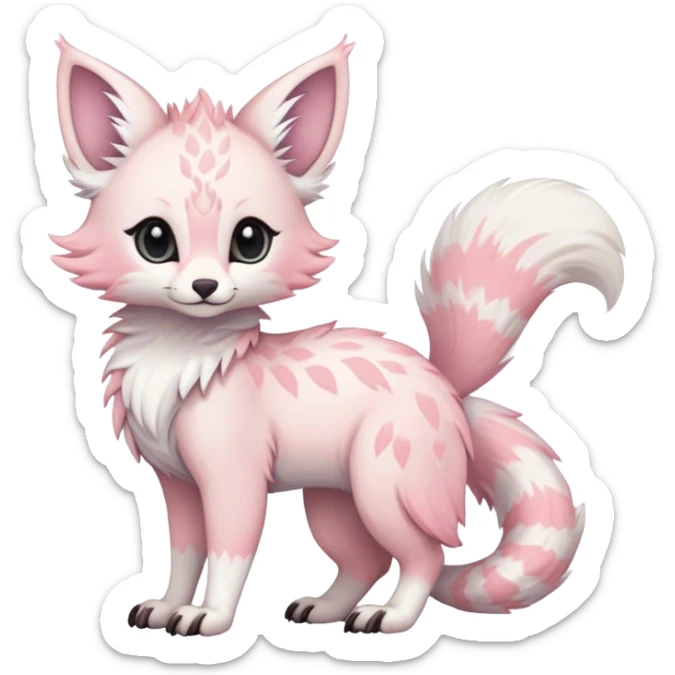 Feral Rare Fantasy cute pastel Vernid-Trico-species by LiLaiRa, markings, tufted tail, tufted ears, full body sticker