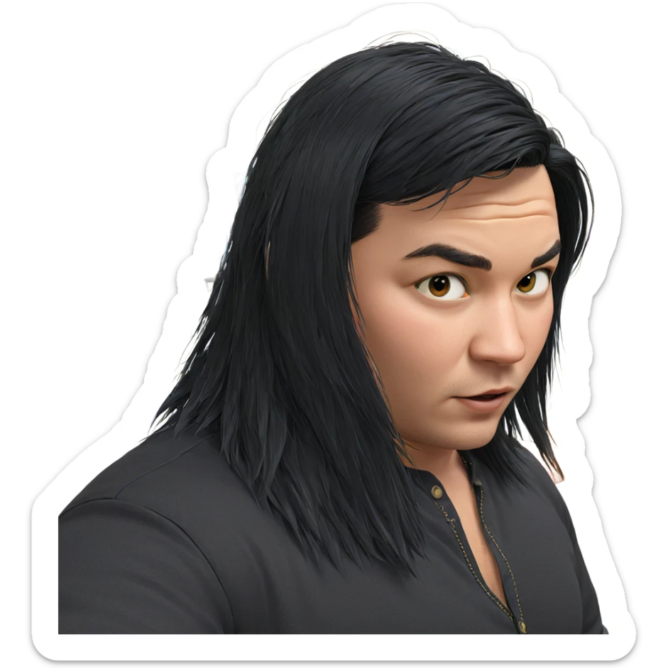 young man with black hair sticker