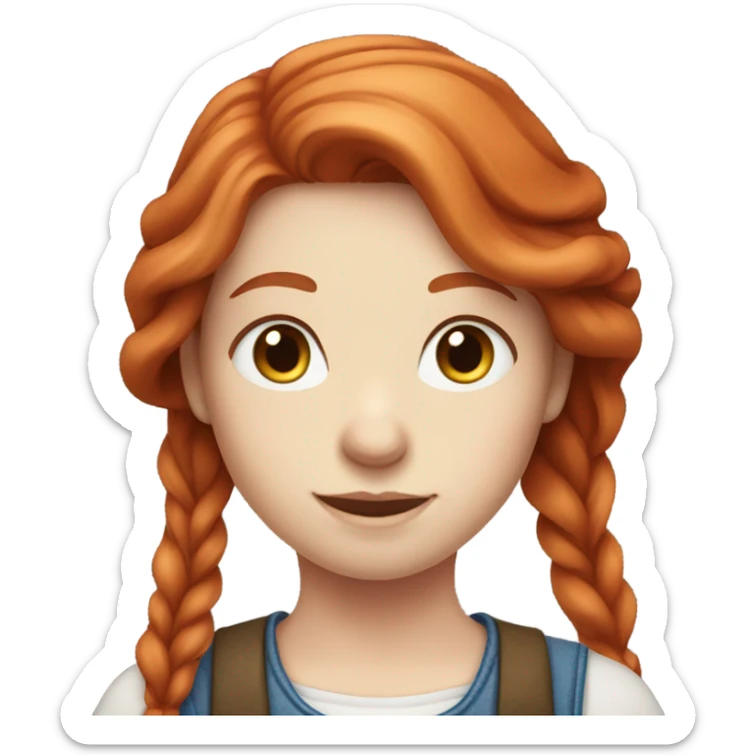 Farmer girl with long red hair pale skin blue eyes sticker