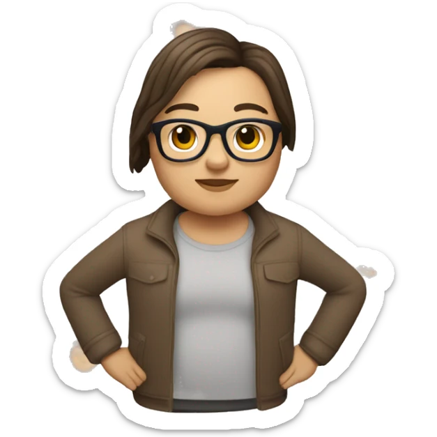 Create Memoji of a person with a fat, brunette face, who wears glasses, with little hair sticker