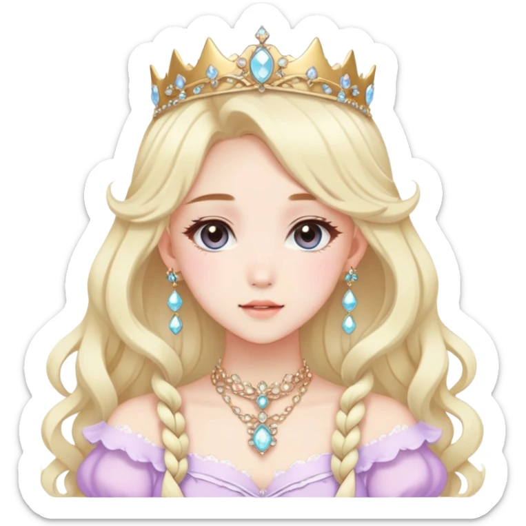 Gorgeous beautiful pretty anime princess lady, accessories, jewelries, pastelcore, cottagecore, fairycore, elegant sticker