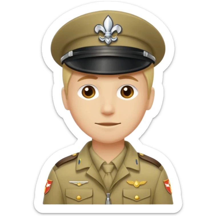 Maak een persoon in een scoutsuniform met zijn beiden handen vooruit zodat er iets in kan liggen sticker