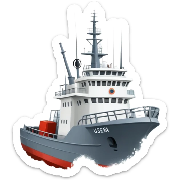 Russian marine geology research vessel in stormy rough seas with large waves sticker