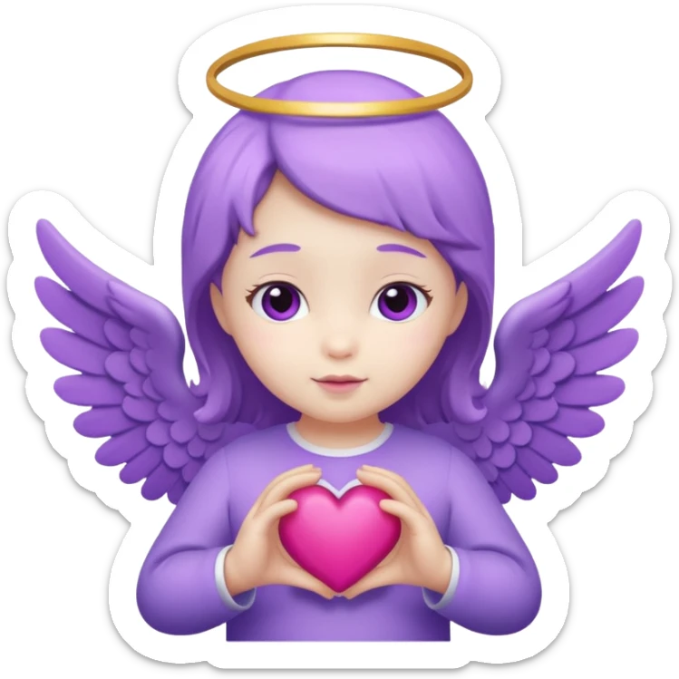 love cupid purple cute no human, an angel with heart, a withe angel like a baby sticker